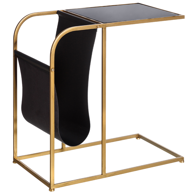 Приставной столик с подставкой для газет и журналов Kurtis Side Table Черный Золотой Приставной столик с подставкой для газет и журналов Kurtis Side Table Черный Золотой в Перми | Loft Concept
