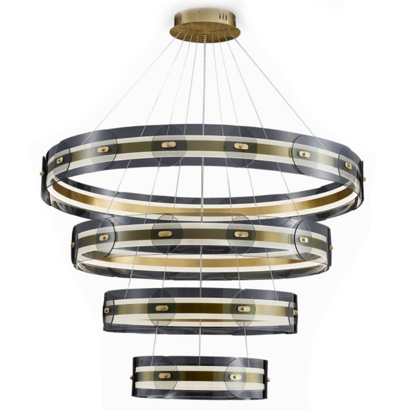 Люстра Gold 3 ring horizontal chandelier Прозрачный Латунь в Перми | Loft Concept 