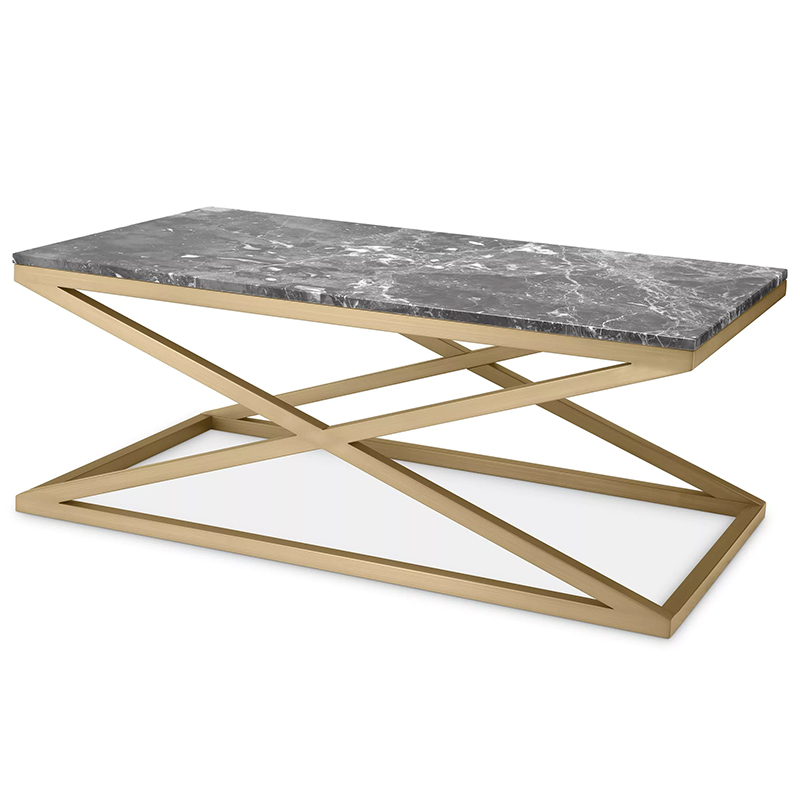 Кофейный стол Eichholtz Coffee Table Criss Cross Латунь Серый в Перми | Loft Concept 