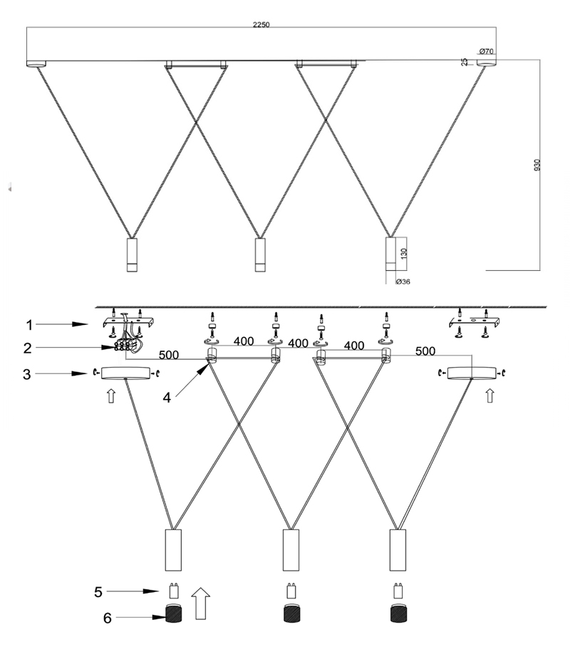 Wireflow LED White Suspension lam 3 патрона в Перми