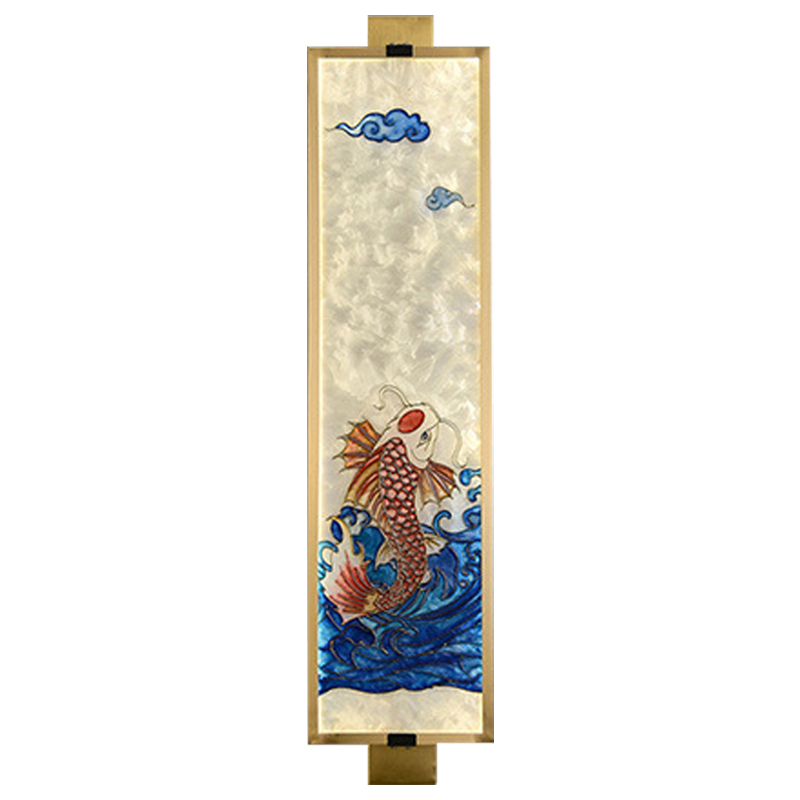 Настенный светильник Red Fish Oriental Scenes Wall Lamp Мульти Золотой Синий Красный в Перми | Loft Concept 