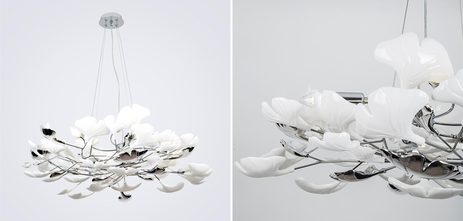 Декоративная люстра Wintery flover Silver с Белыми плафонами Декоративная люстра Wintery flover Silver с Белыми плафонами - Loft-Concept в Перми