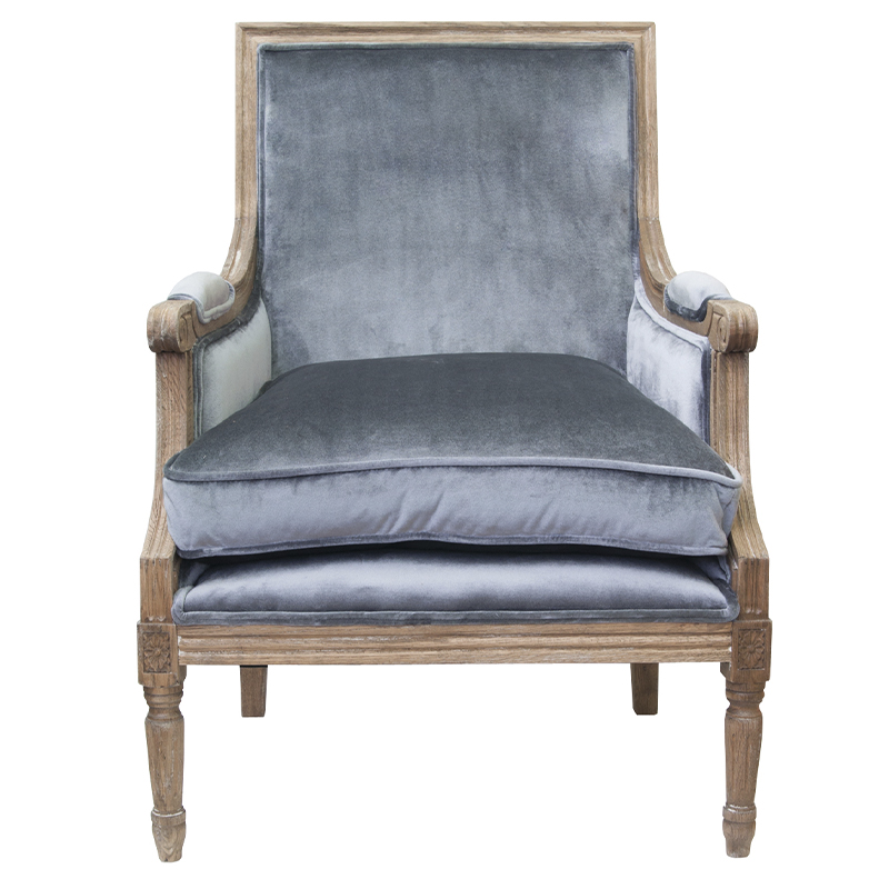 Кресло William Classical Armchair grey velvet Серый Коричневый в Перми | Loft Concept 