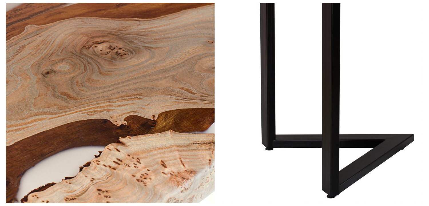 Обеденный стол массив карагача + белая смола - фото №1