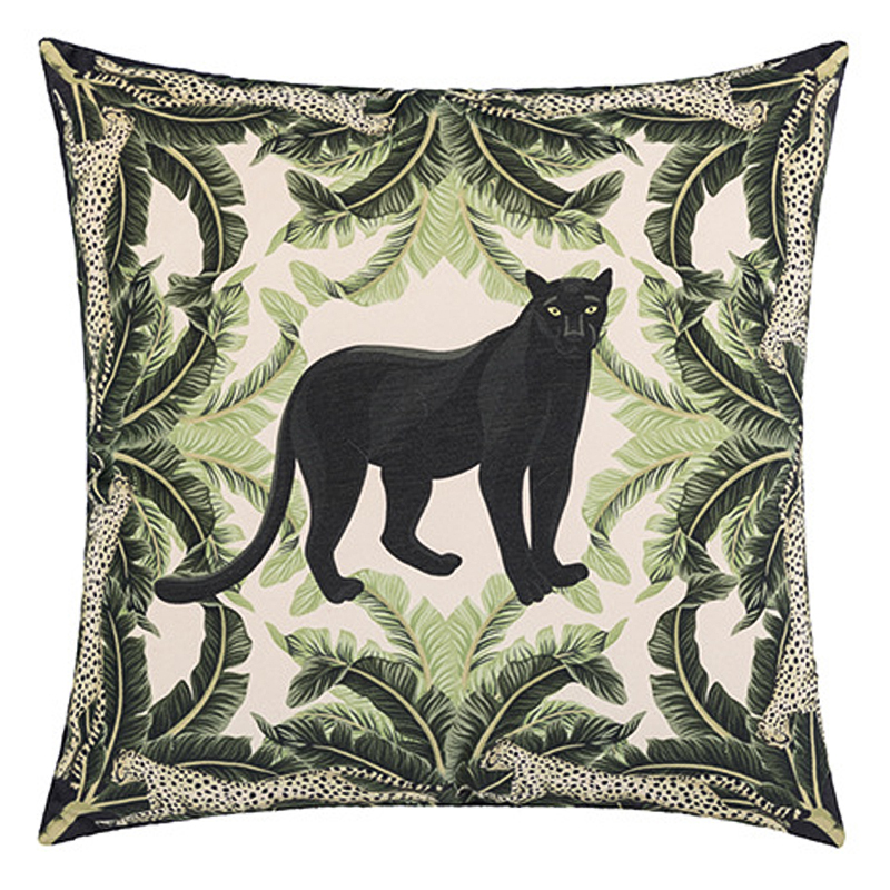 Декоративная подушка Черная Пантера Black Panther Cushion Бежевый Черный Зеленый в Перми | Loft Concept 