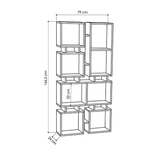 Стеллаж прямой цвета древесины с 8-ю открытыми полками RAIL BOOKCASE NO.1 OAK в Перми