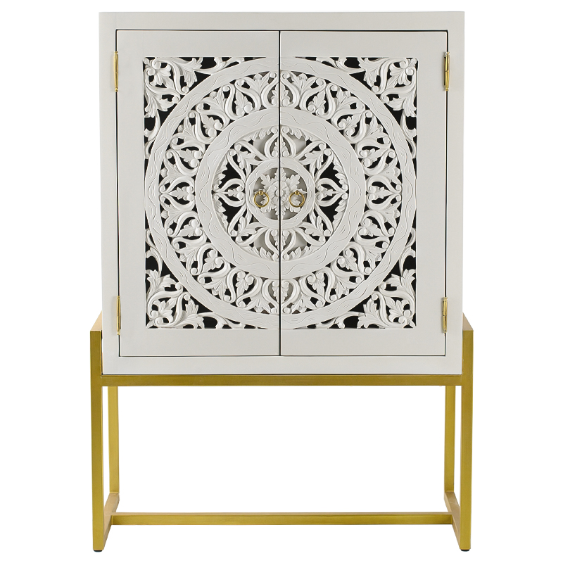 Буфет с резными дверцами Ceara Lace Cabinet Белый Золотой в Перми | Loft Concept 