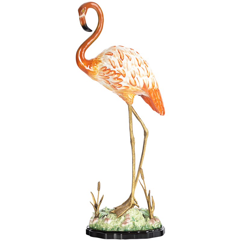 Декоративная статуэтка Flamingos Porcelain Statuette Красный Зеленый Бронза в Перми | Loft Concept 