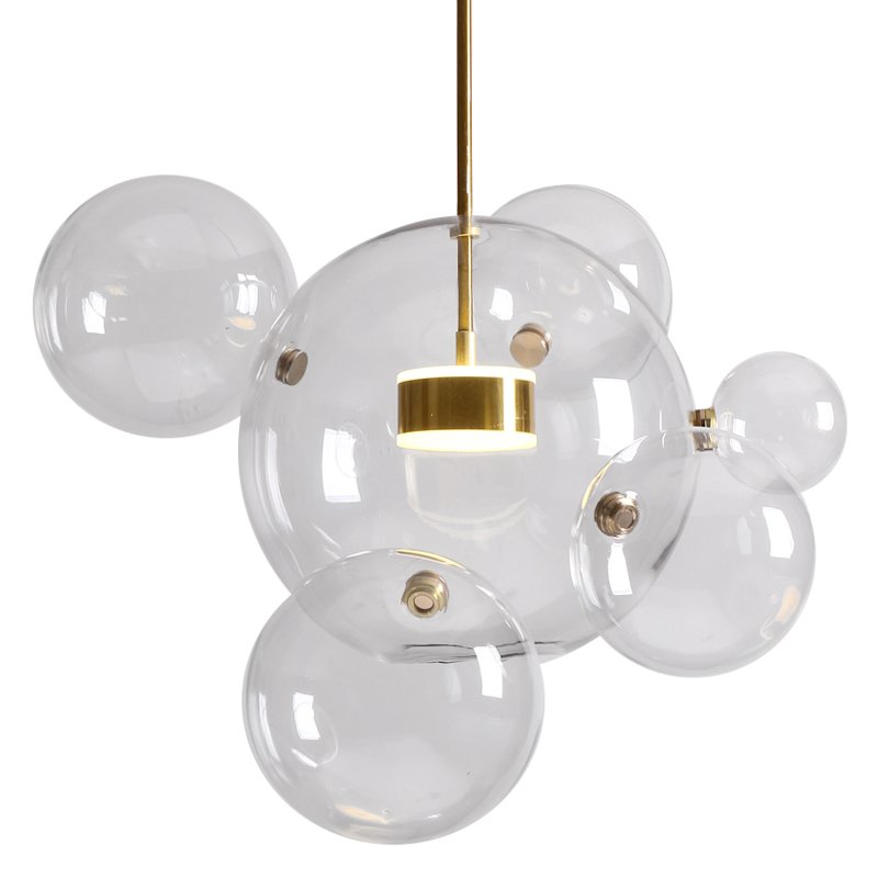 Подвесной светильник Giopato & Coombes Bolle Pendant 06 BUBBLE Прозрачный (Transparent) Латунь в Перми | Loft Concept 