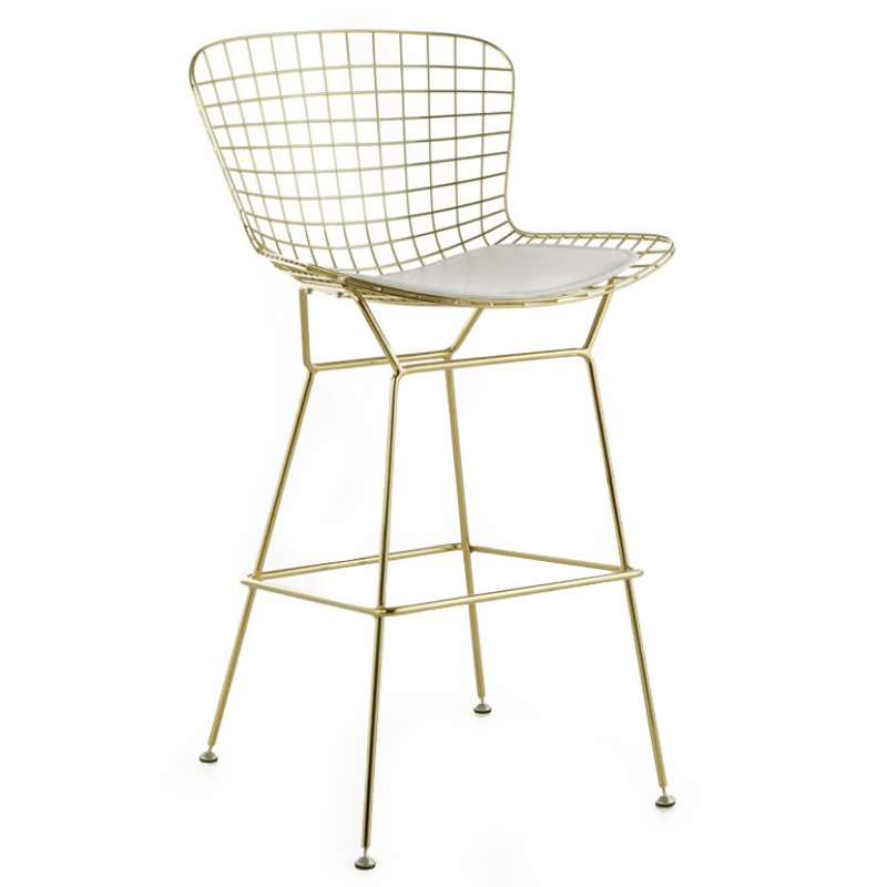 Барный стул Bertoia Barstool Gold Черный Белый Золотой в Перми | Loft Concept 