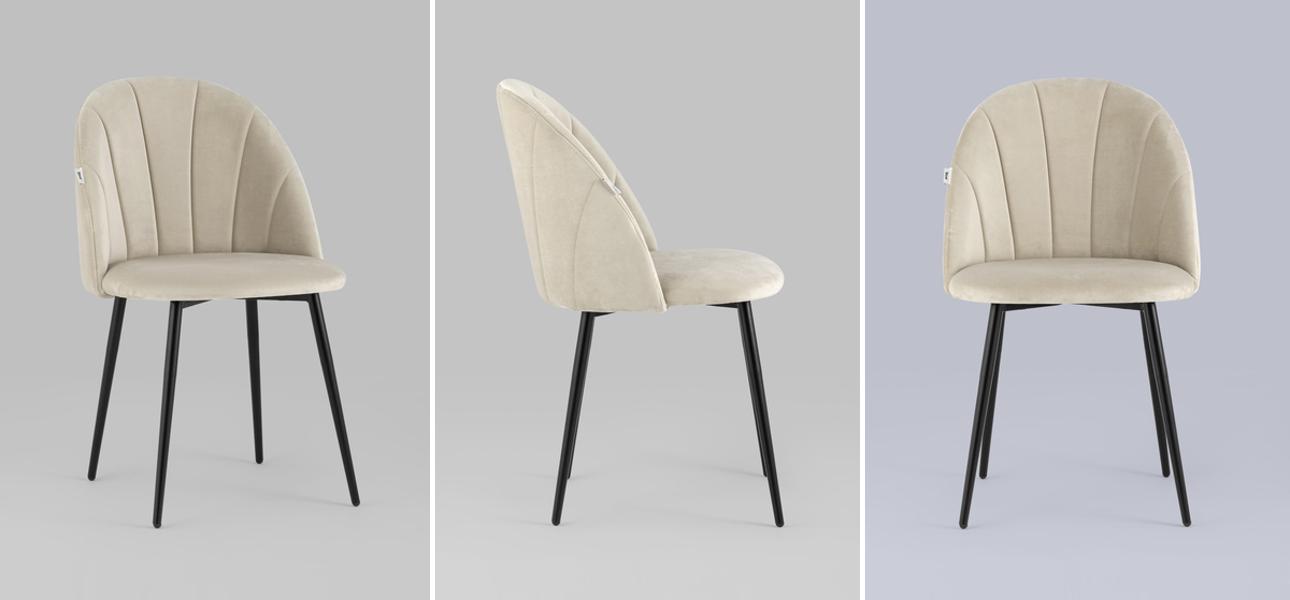 Стул Balsari S Chair Молочный Велюр Черные ножки - фото