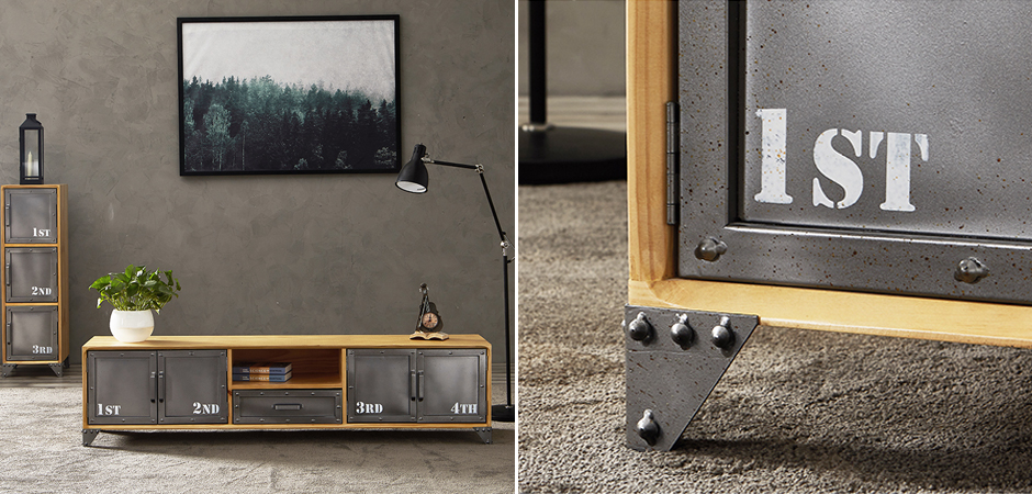 ТВ-тумба Loft Metal and Wood Quadruple ТВ-тумба Loft Metal and Wood Quadruple - Loft-Concept в Перми