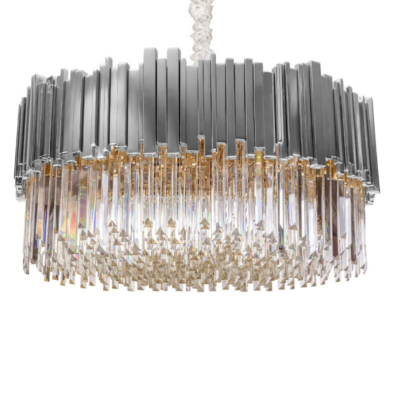 Круглая многоярусная люстра Luxxu Modern Cascade Chandelier Silver Metal Glass 100 Серебряный Прозрачное Стекло в Перми | Loft Concept 