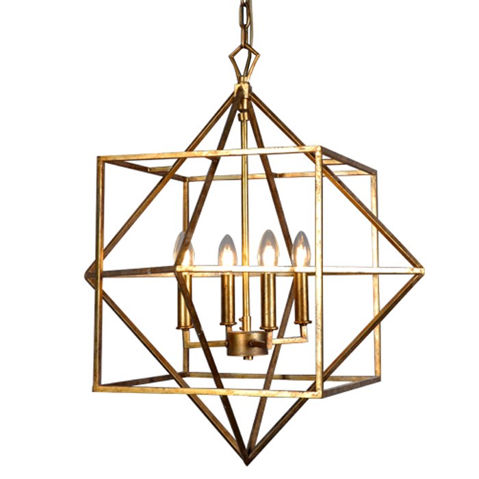 Подвесной светильник CUBIST Chandelier Gold 4 bulbs Золотой в Перми | Loft Concept 