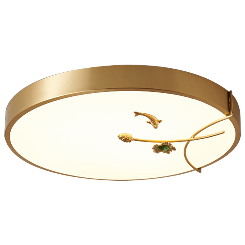 Круглый потолочный светильник Gold Fish Round Ceiling Lamp Золотой Золотой Белый Зеленый в Перми | Loft Concept 