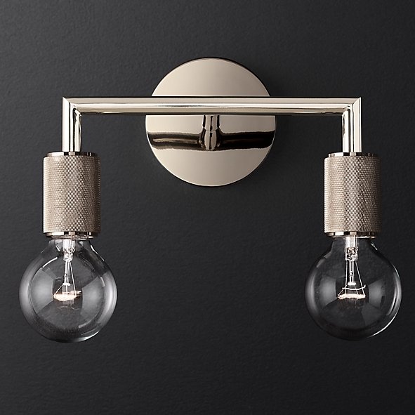 Бра RH Utilitaire Double Sconce Silver Никель в Перми | Loft Concept 