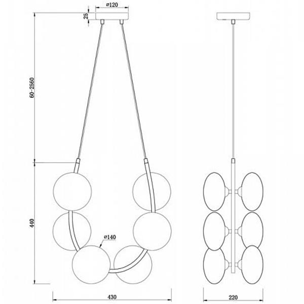 Люстра Marcan 6 Ball Chandelier Black в Перми