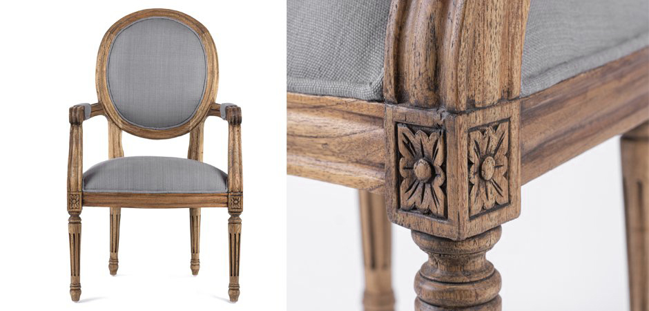 Стул REGENCY MEDALLION ARMCHAIR Gray Linen Стул REGENCY MEDALLION ARMCHAIR Gray Linen - Loft-Concept в Перми