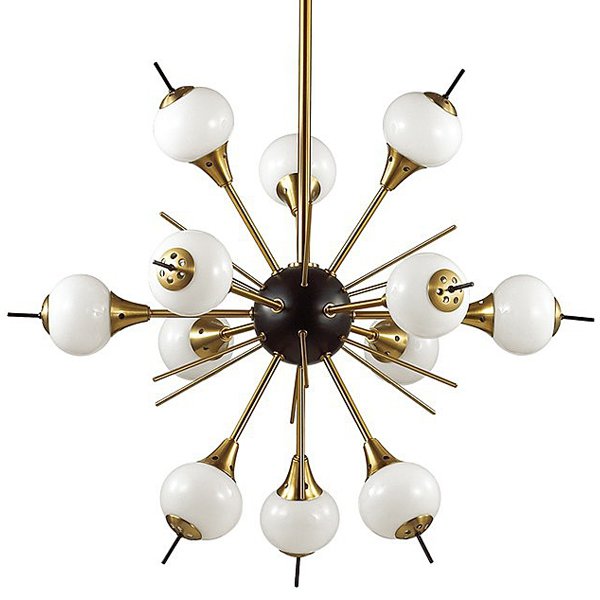 White Glass Globes Sputnik Chandelier Бронза Белый в Перми | Loft Concept 