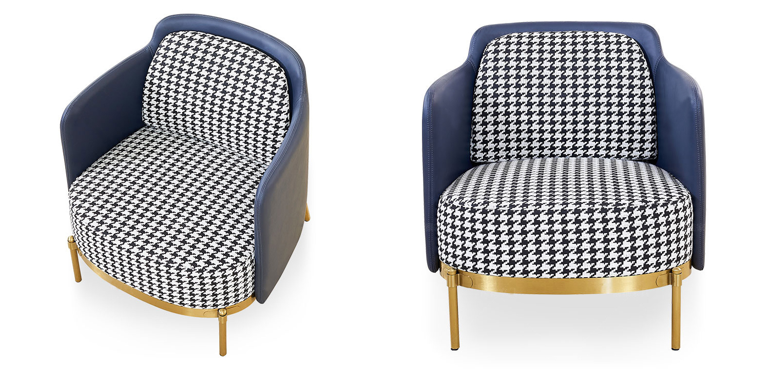 Кресло Pied de Poule Blue Armchair - фото №1