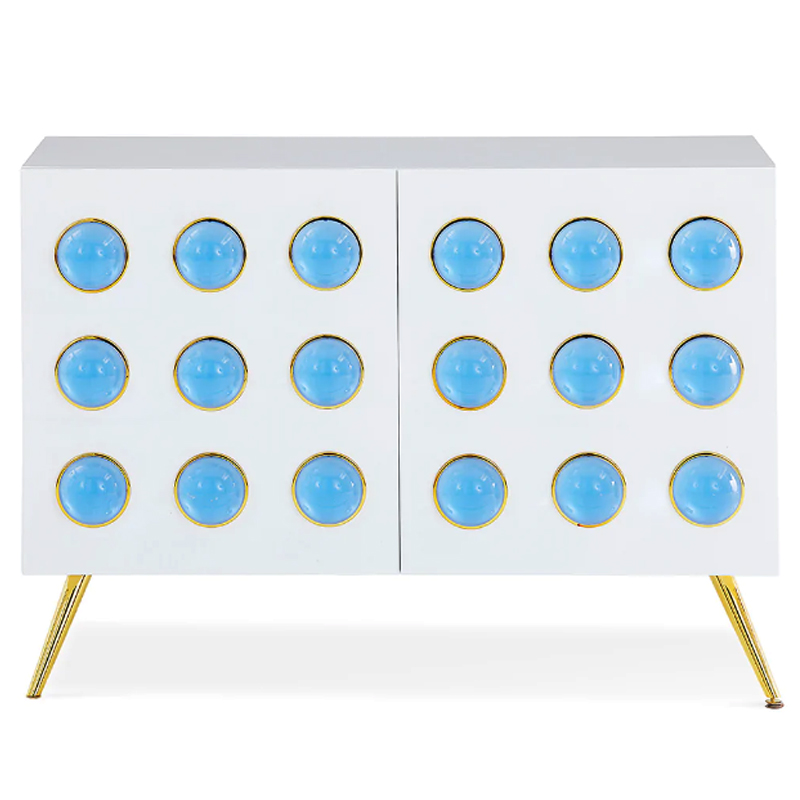 Буфет Jonathan Adler Globo Lucite Cabochon Cabinet Белый Золотой Голубой в Перми | Loft Concept 