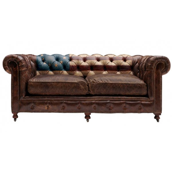 Диван Chesterfield Rebel Sofa Stars & Stripes Andrew Martin Коричневый в Перми | Loft Concept 