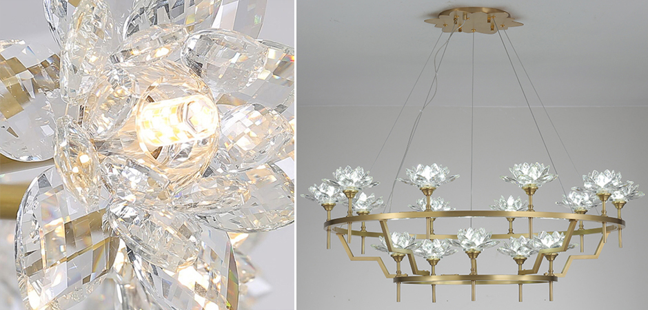 Большая Люстра Хрустальные Цветы Лотоса Lotus flower Clear Glass lamp 15 Большая Люстра Хрустальные Цветы Лотоса Lotus flower Clear Glass lamp 15 - Loft-Concept в Перми
