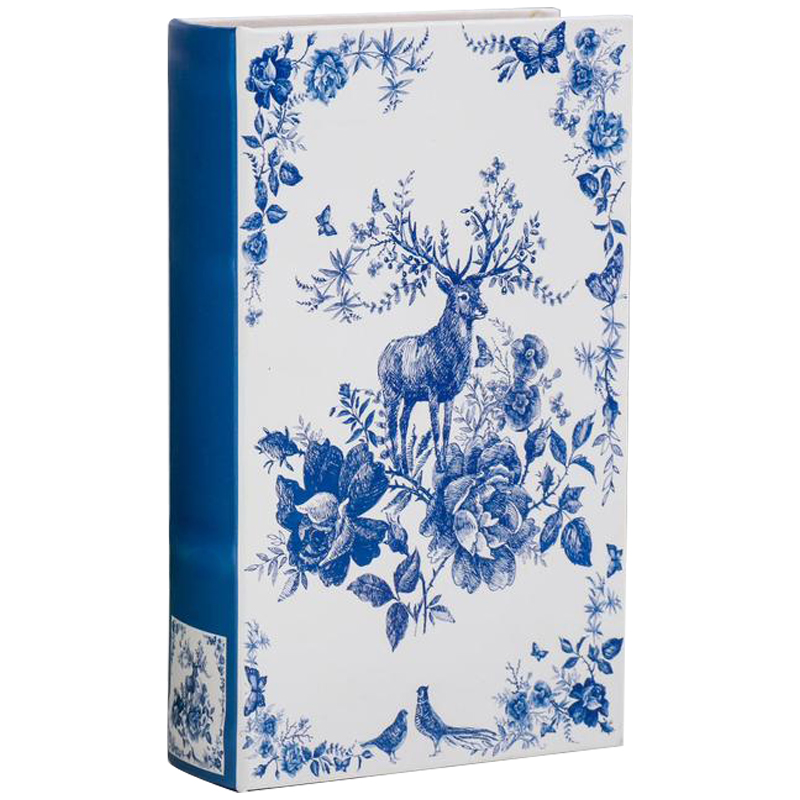 Шкатулка-книга с сейфом Deer and Blue Flowers Book Box Белый Синий в Перми | Loft Concept 