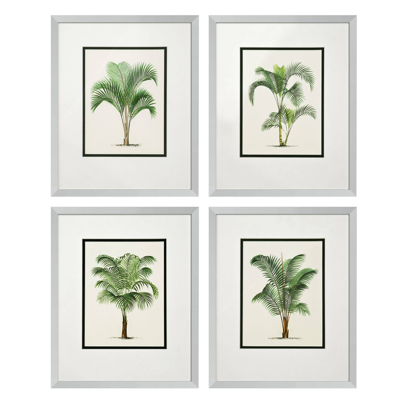 Комплект постеров Eichholtz Prints Palms set of 4 Белый Зеленый Серебряный в Перми | Loft Concept 