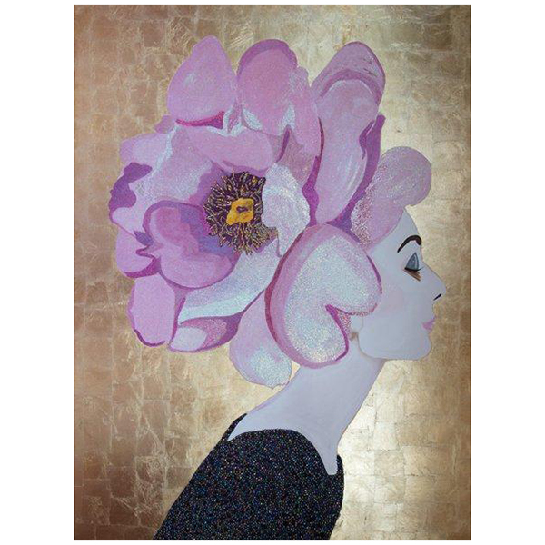 Картина Audrey with Pink Poppy Headdress and Gold Leaf Background Мульти в Перми | Loft Concept 