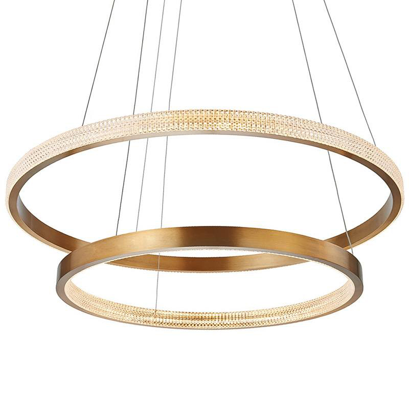 Люстра композиция из двух колец Duo Round Horizontal Rings Brass Chandelier Латунь в Перми | Loft Concept 