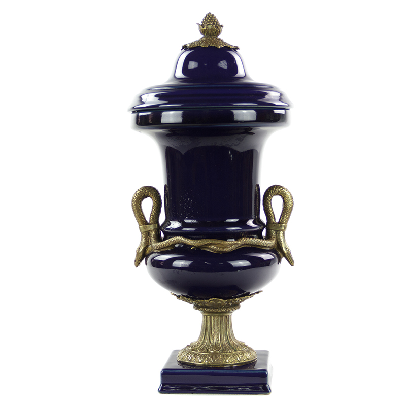 Ваза Selenia Blue Vase Bronze Serpents Синий Бронза в Перми | Loft Concept 