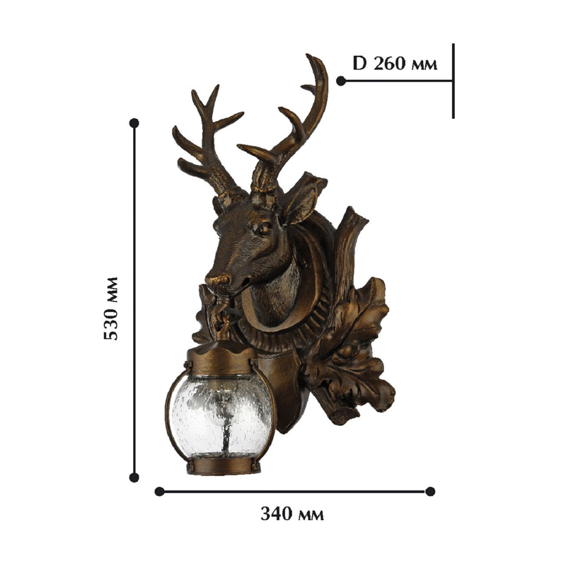 Темно-коричневый уличный светильник с головой оленя ANIMAL LANTERN в Перми