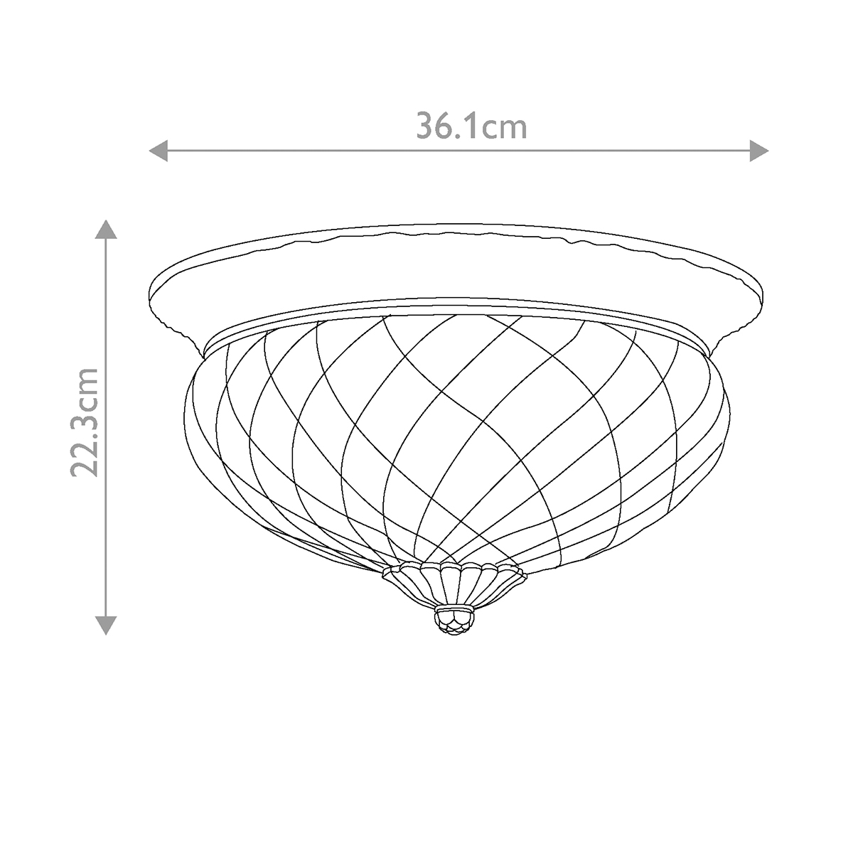 Потолочный светильник цвета латунь с прозрачным рифленым плафоном в форме чаши Hinkley в Перми
