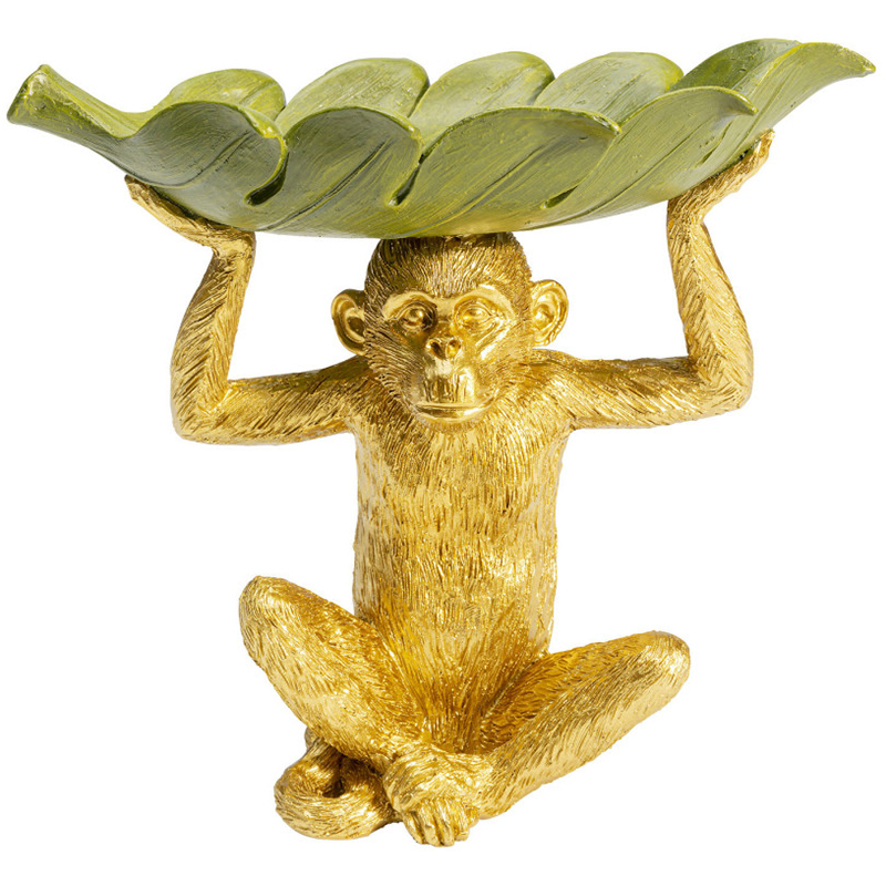 Конфетница Golden Monkey holding a leaf Зеленый Золотой в Перми | Loft Concept 