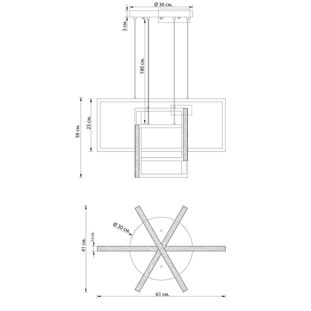 Люстра светодиодная прямоугольная LED Chandelier Rectangular в Перми