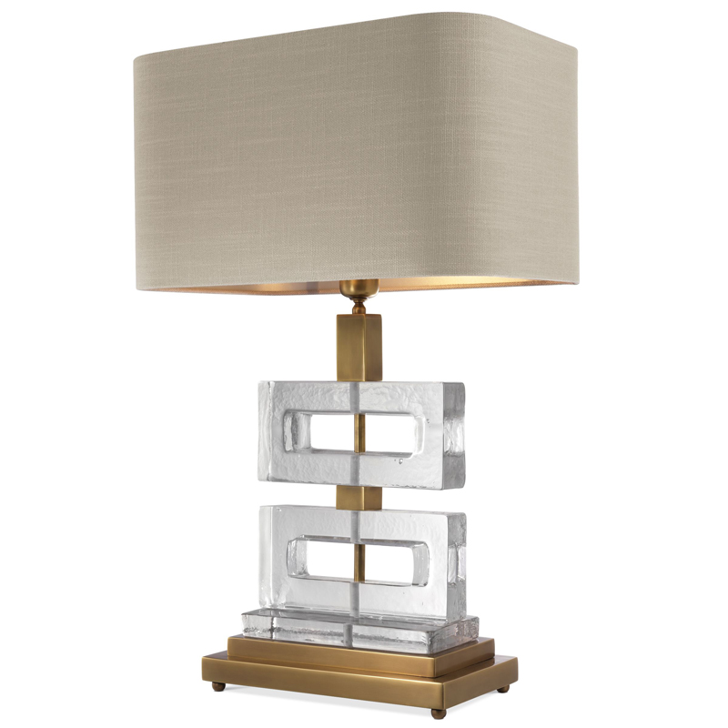 Настольная лампа Eichholtz Table Lamp Umbria Brass Прозрачный Винтажная латунь Бежево-серый в Перми | Loft Concept 