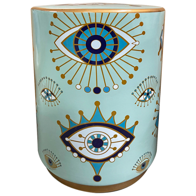 Керамический табурет Eyes Blue Ceramic Stool Голубой Бирюзовый Золотой в Перми | Loft Concept 