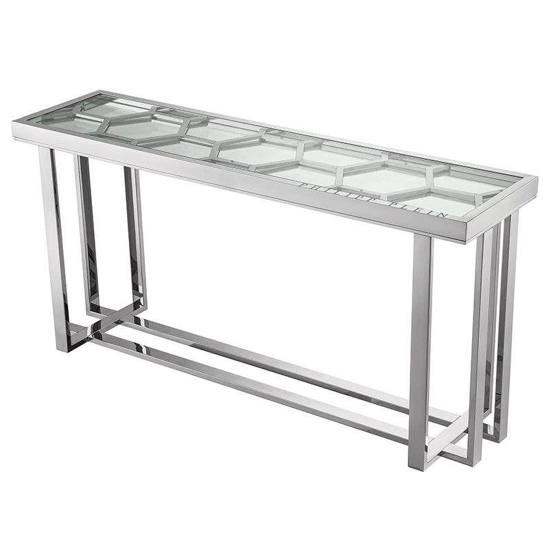 Консоль Philipp Plein Console Table Skeleton Chrome Хром Прозрачное Стекло в Перми | Loft Concept 