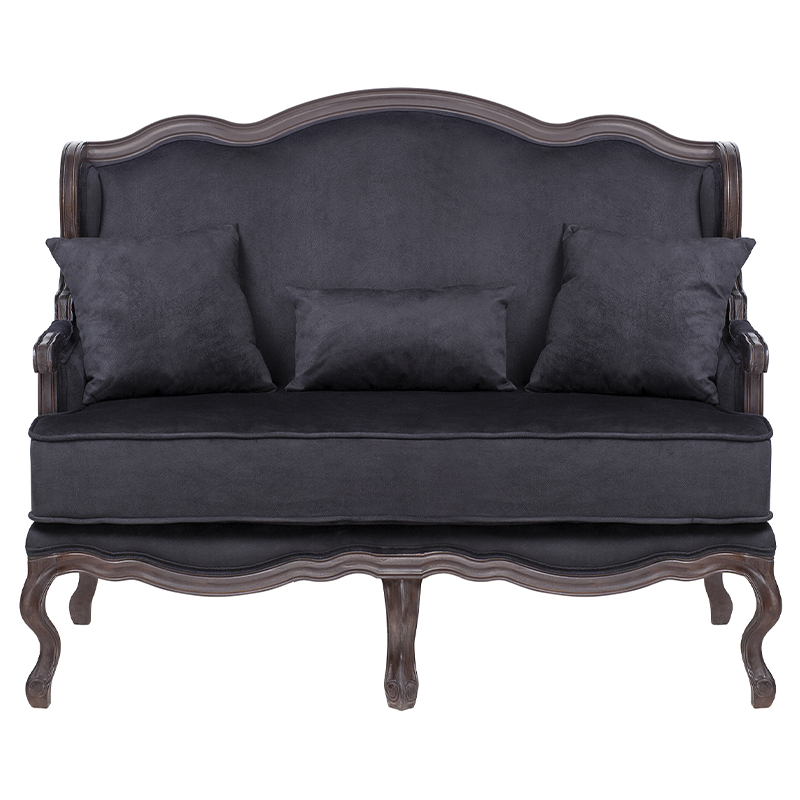 Диван двухместный George Grand Seating black velour Черный Коричневый в Перми | Loft Concept 