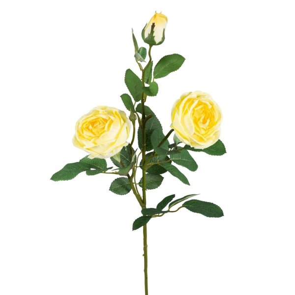 Декоративный искусственный цветок Large Branch Yellow Rose Зеленый Желтый в Перми | Loft Concept 