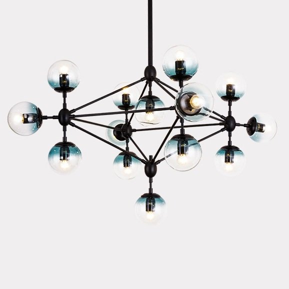 Люстра Modo Chandelier Globes Blue Ambre Black Черный в Перми | Loft Concept 