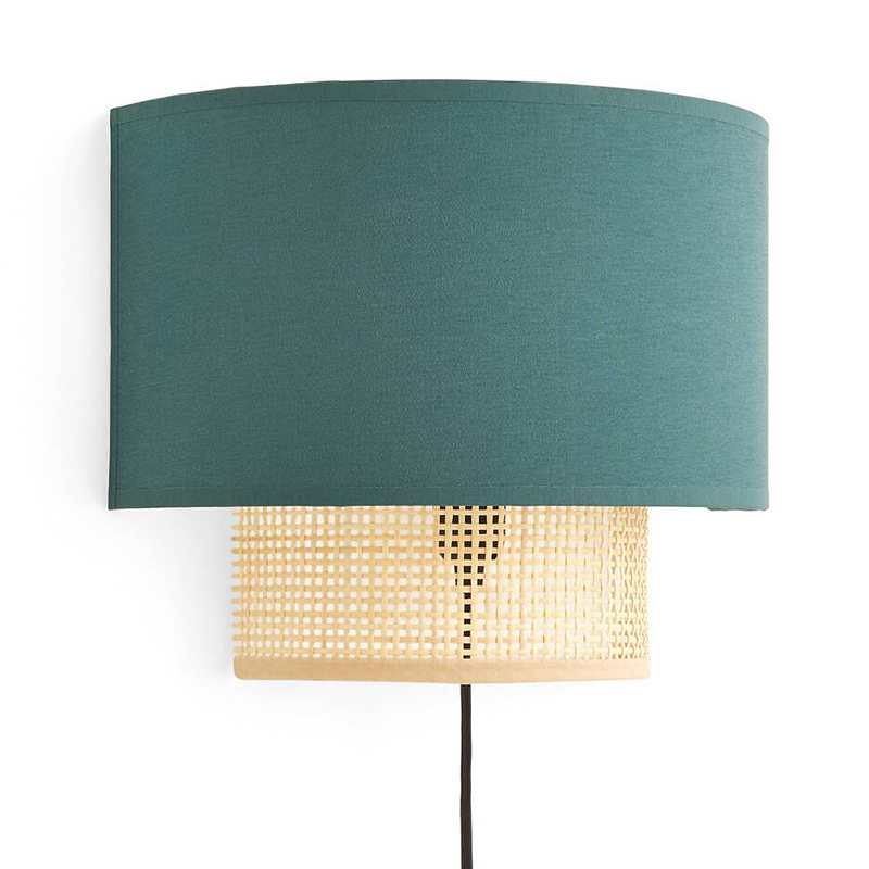 Бра Ottar Wicker Turquoise lampshade Бежевый Бирюзовый в Перми | Loft Concept 