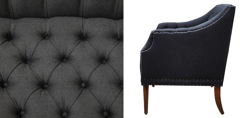 Диван Morton Capitone Sofa темно-серый лен - фото №1