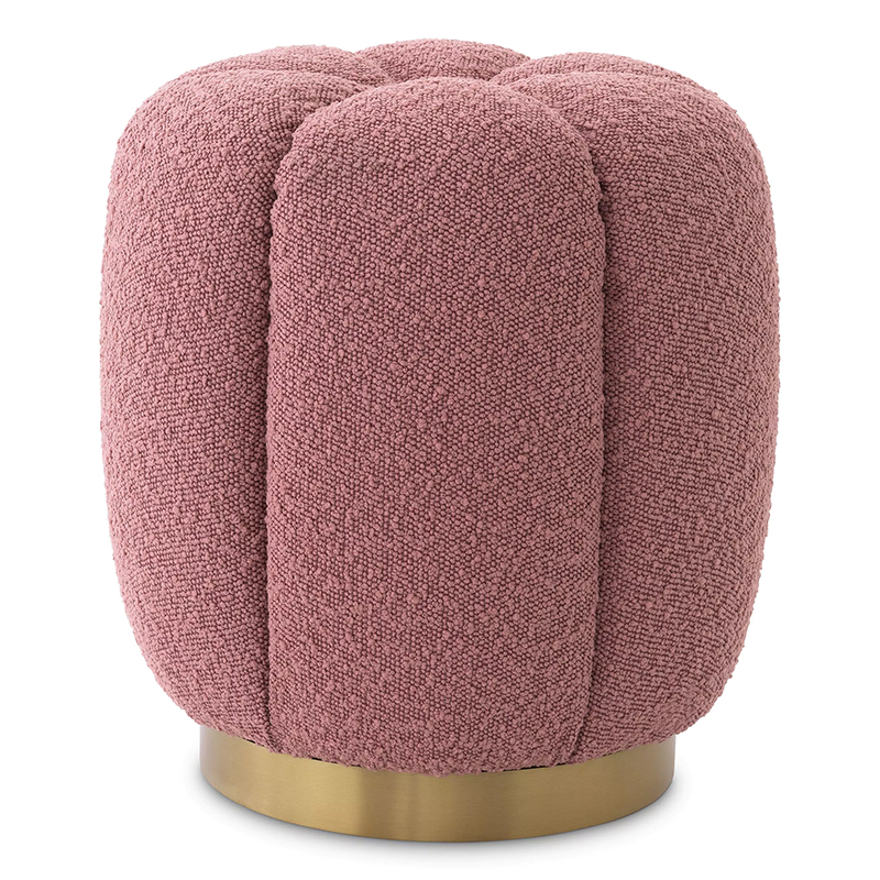 Пуф Eichholtz Stool Orchanic Boucle Rose Дымчатая Роза Латунь в Перми | Loft Concept 