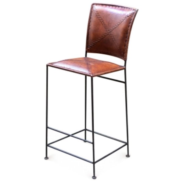 Барный стул Loft Bar stool leather brown Коричневый винтаж Черный в Перми | Loft Concept 