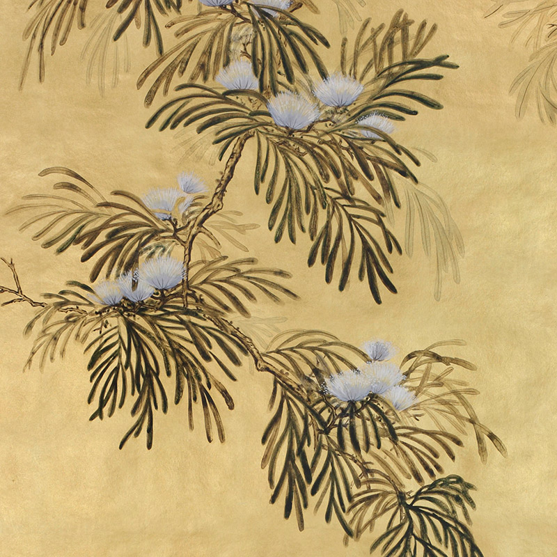 Обои ручная роспись Silk Tree Original colourway on Gold Bullion gilded paper  в Перми | Loft Concept 