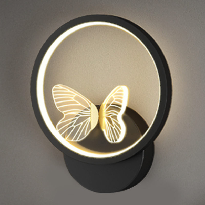 Бра Butterfly Black Circle Wall Lamp Прозрачный Черный в Перми | Loft Concept 