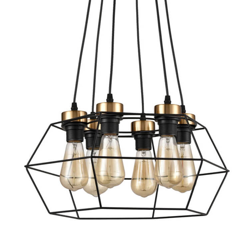 Люстра Loft Wire Cage Black lamp 6 Черный в Перми | Loft Concept 