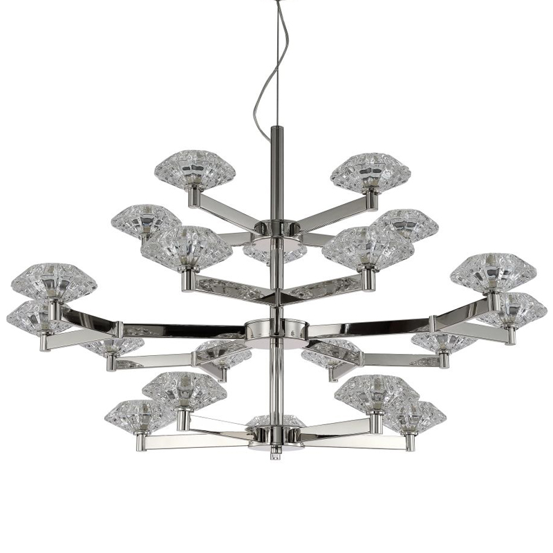 Люстра Yerker Chandelier Nickel 20 Никель Прозрачный в Перми | Loft Concept 